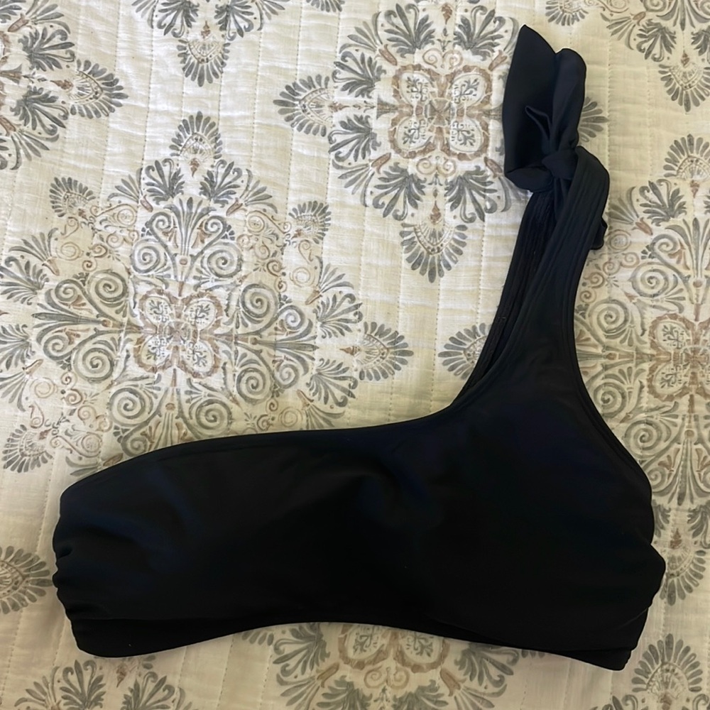 Abercrombie and Fitch black one shoulder tie, bikini top